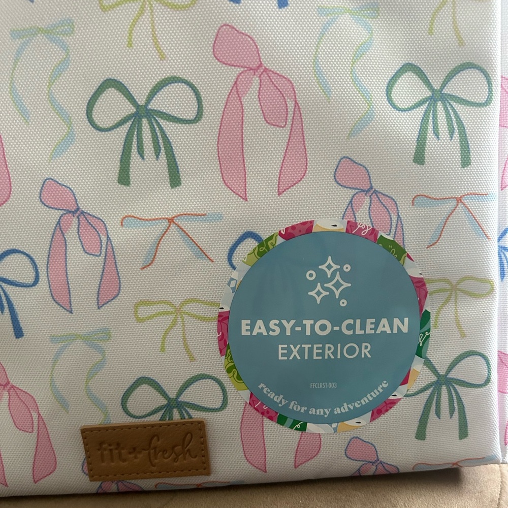 *New* Fit + Fresh Pink and Colorful Bow Design Soft-Sided Cooler - Picture 4 of 16